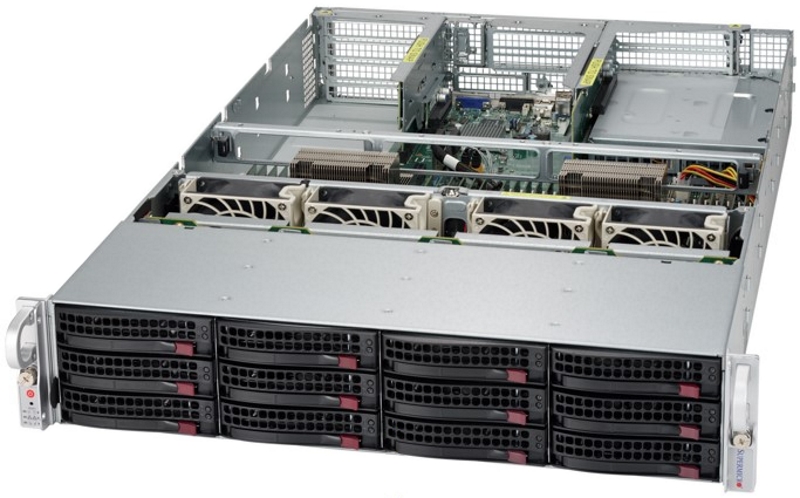 Подробное фото Сервер Supermicro 6028U 2x Xeon E5-2640v3 64Gb 2133P DDR4 12x noHDD 3.5"  RAID LSI 9311 8i (SAS 3008), 2*PSU 1000W