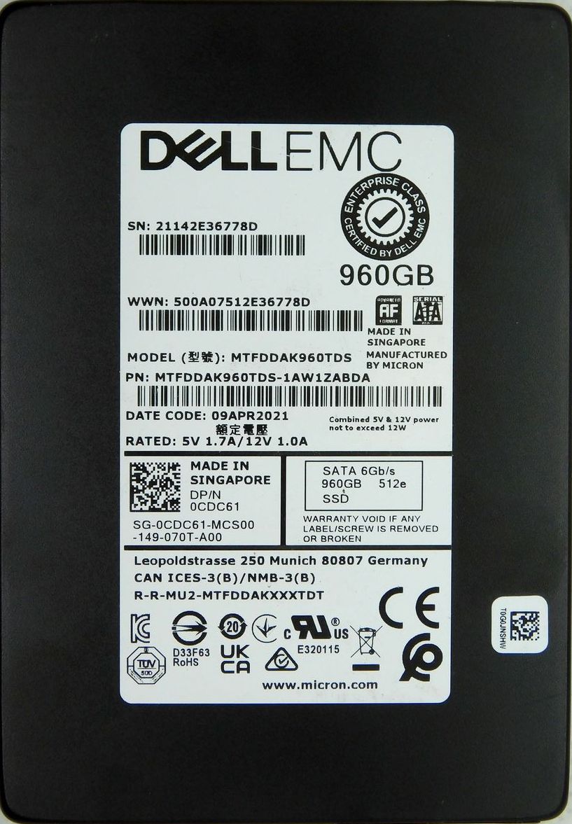 Твердотельный диск SSD 2,5" Micron  960Gb SATA 6G 