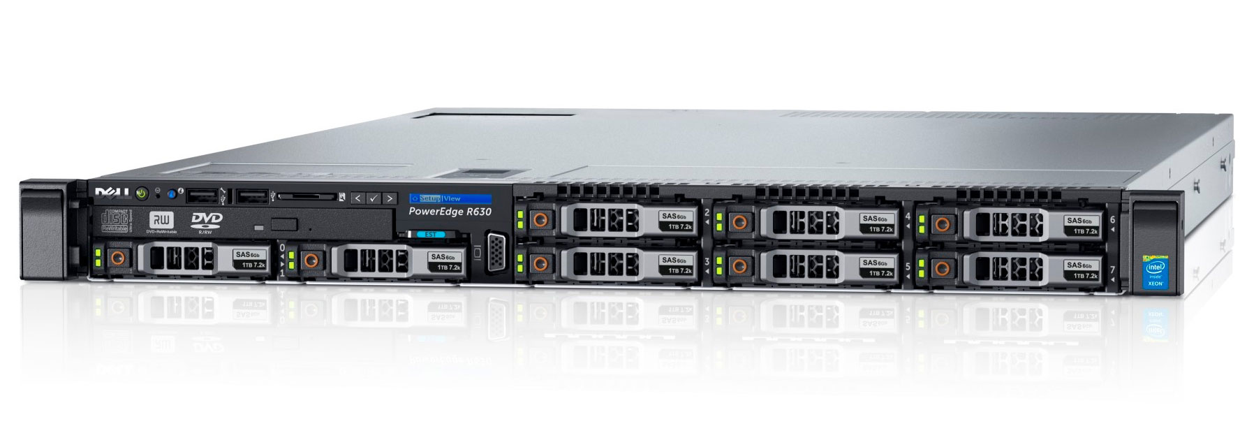Подробное фото Сервер DELL PowerEdge R630 2x Xeon E5-2690v3 192Gb 2133P DDR4 8x noHDD 2.5" SAS RAID Perc H730, 1024Mb, DVD, 2*PSU