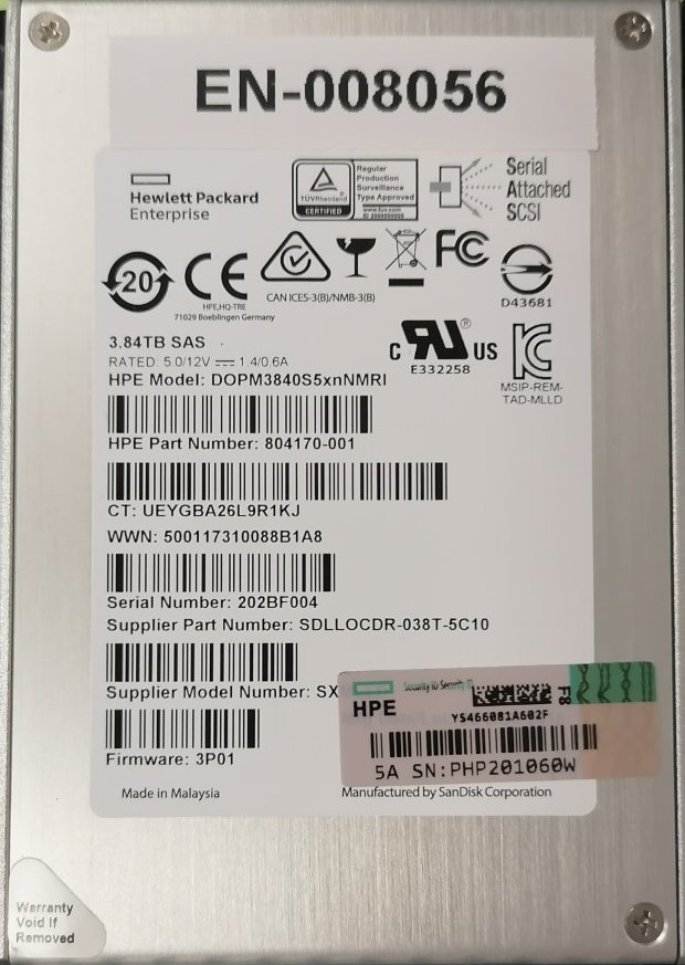 Твердотельный диск SSD SAS 2,5" 3.84Tb 3Par