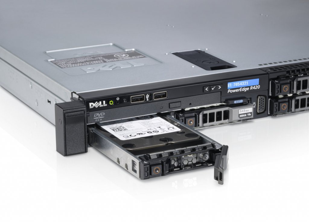 Подробное фото Сервер DELL PowerEdge R420 Xeon 2x E5-2450L Ram 16Gb 10600R DDR3 PERC S110 4*noHDD 3,5" DVD 2*PSU 550W